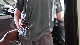 couple fucks wildly outside before kitchen quickie heats up