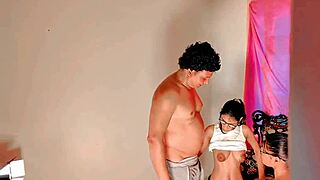 Petite teen skinny wet pussy fucked hard doggystyle ffm cumshot