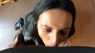 Watch her blow him fuck hard and play with cum in fur coat