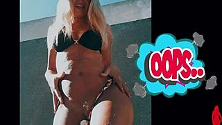 a seductive milf teases in bikini on horny garden webcam