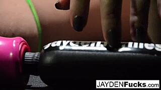 Jayden Jaymes fingers her tight wet pussy moaning solo