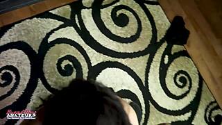 this busty brunette milf mckayla rims balls expertly before gulping down hot cum load