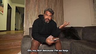 curvy colombian cutie returns home to muscular tanned stud's natural tits bedroom roleplay