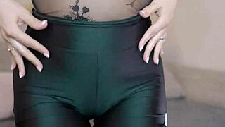 blonde housewife bends over fingering hairy pussy and ass in solo lipstick tease