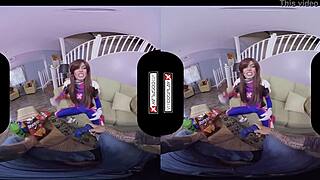Dva Cosplay Gamer Girl's Pussy Pounded Hard In VR Overwatch Parody!