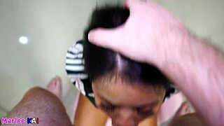 asian milf gulps cum after that rough deepthroat!