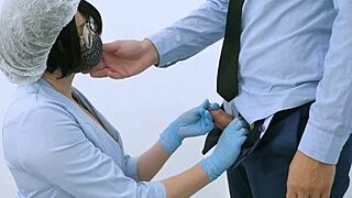 nurse, feel this huge cock during prostate massage for your sperm sample?