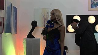 elegant big tits blonde milf in fishnets heels tittyfucks monster cock before couch pounding