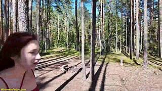 WOW! cute teen's TIGHT ASS DESTROYED by forester's MONSTER COCK in public forest!