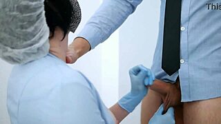 nurse, feel this huge cock during prostate massage for your sperm sample?