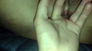 Cum blasts into big girl's shaved wet pussy till it's soaked