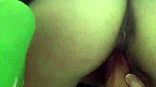 Russian brunette in short skirt rides dildo reverse cowgirl, close-up pussy play, sucks fingers, begs cum in mouth