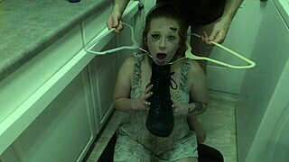 Redhead Slave Licks Cum Off Boots in Humiliation