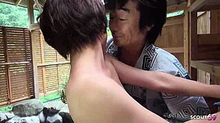 Geisha slurps cock wild during spa soap massage!