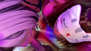 unicorn girlfriend bounces on my cock for creampie while bisexual wife films the action