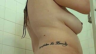 Dominant woman's naked shower seduction intensifies slowly