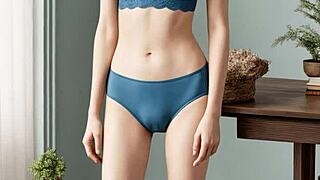 Cute lingerie models pose in panties and barefoot sexy underwear