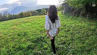 compilation of teasing walks through woods watched by strangers