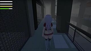 Sexy anime babe in lingerie flashes big ass outdoors publicly