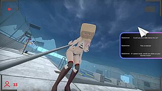 Sexy anime babe in lingerie flashes big ass outdoors publicly