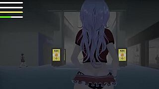 Sexy anime babe in lingerie flashes big ass outdoors publicly