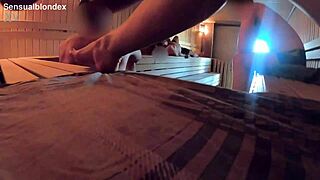 sauna wife flashes teases strangers athletic body