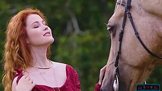 gorgeous redhead milf heidi romanova teases her curves outdoors 🔥😍