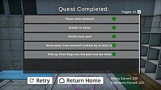 Sexy anime babe in lingerie flashes big ass outdoors publicly