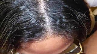 hot latina milf catches me stroking and deepthroats till i explode in her mouth