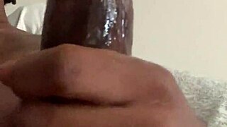 Bored babe strokes massive black monster