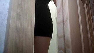 man sneaks in toilet, rips skirt, fills teen hole with creampie