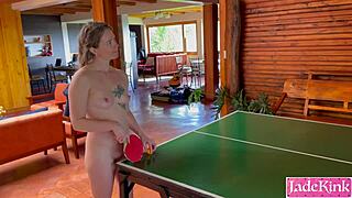 Ping pong dare turns into wild rough outdoor pounding frenzy