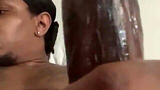 Bored babe strokes massive black monster