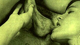 vintage lesbians dive into hairy pussies during retro threesome orgy