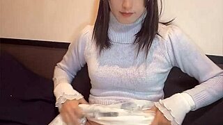 cute crossdressing asian quietly masturbates her tight ass