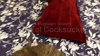 granny cosplay dark magician deepthroats cock in hardcore pov