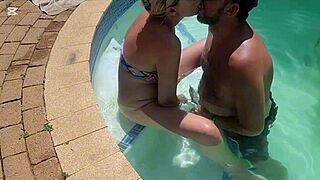 intense mutual masturbation ignites beside outdoor swimming pool!
