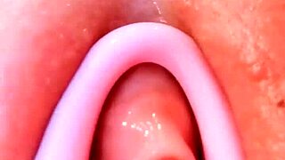 wonderful shaved pussy pampered with toys close up