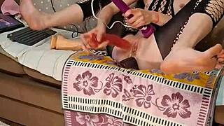 Blonde Slut Masturbates to Wild Squirting Ocean