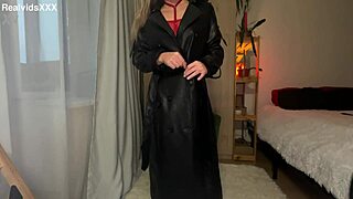 amateur in black boots sheds red lingerie for teasing solo stretch and play