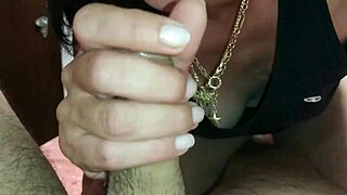 Mature milf slurps cock deepthroat sharing bed for cum in mouth creampie