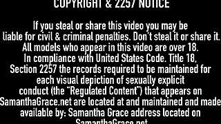 Bondage blonde milf Samantha Grace masturbates shaved pussy dildo vibrator orgasm