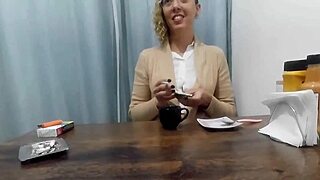 A lesbian sucks and fucks for cash in coffee shop bathroom 🚀💦