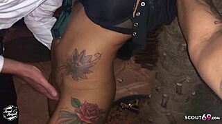 deutsche party slut GETS PUSSY LICKED by strangers in public outdoor nightclub hardcore