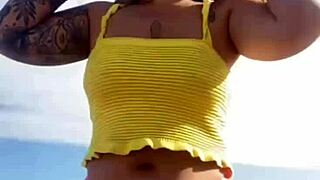 Bikini Wedges Into Puffy Swollen Pussy Lips Beach Flash