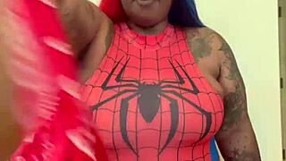 Spider Girl Shabrim Cosplay Strips To Ripped Climax!