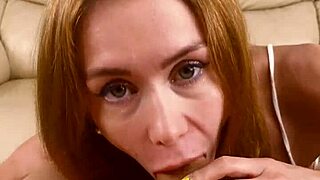 Cute blonde petite sockjob footjob explodes cum pov