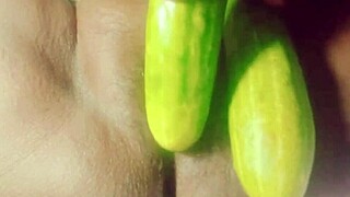 indian village girl grabs cucumber for steamy solo play in countryside