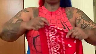 Spider Girl Shabrim Cosplay Strips To Ripped Climax!
