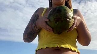 Bikini Wedges Into Puffy Swollen Pussy Lips Beach Flash